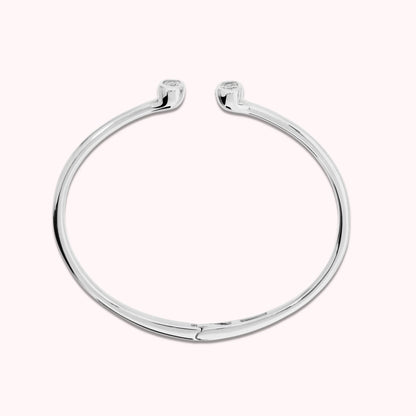 Bracciale Rigido Apribile Con Doppia Cubic Zirconia Ovale