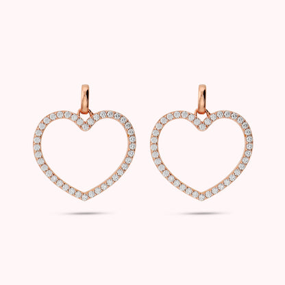 Orecchini Pendenti Cuore con Cubic Zirconia Placcati Oro 18Kt