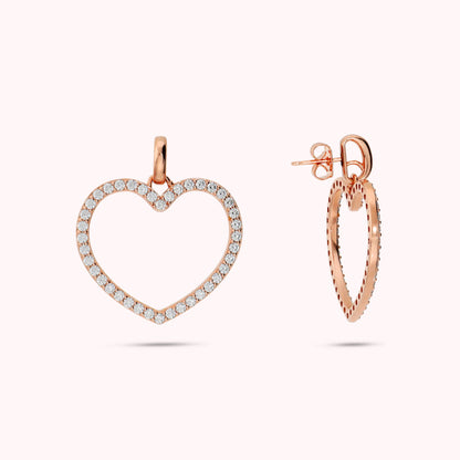 Orecchini Pendenti Cuore con Cubic Zirconia