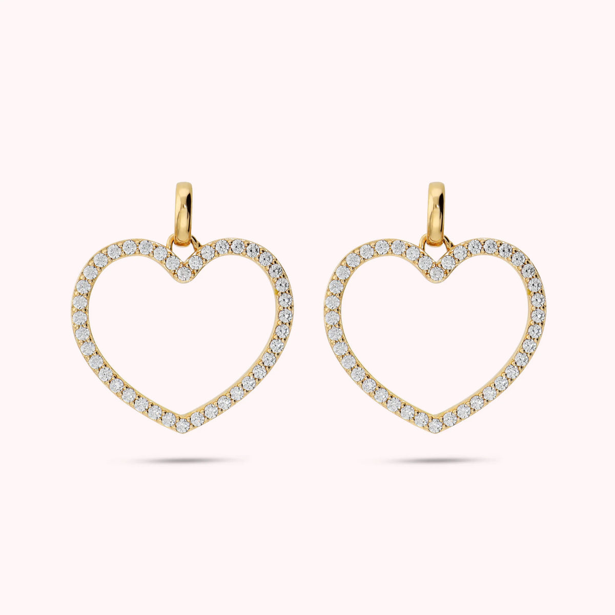 Orecchini Pendenti Cuore con Cubic Zirconia Placcati Oro 18Kt