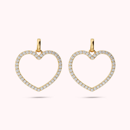 Orecchini Pendenti Cuore con Cubic Zirconia Placcati Oro 18Kt