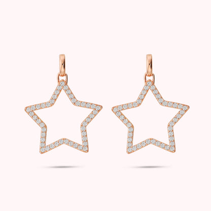 Orecchini Pendenti Stella con Cubic Zirconia Placcati Oro 18Kt