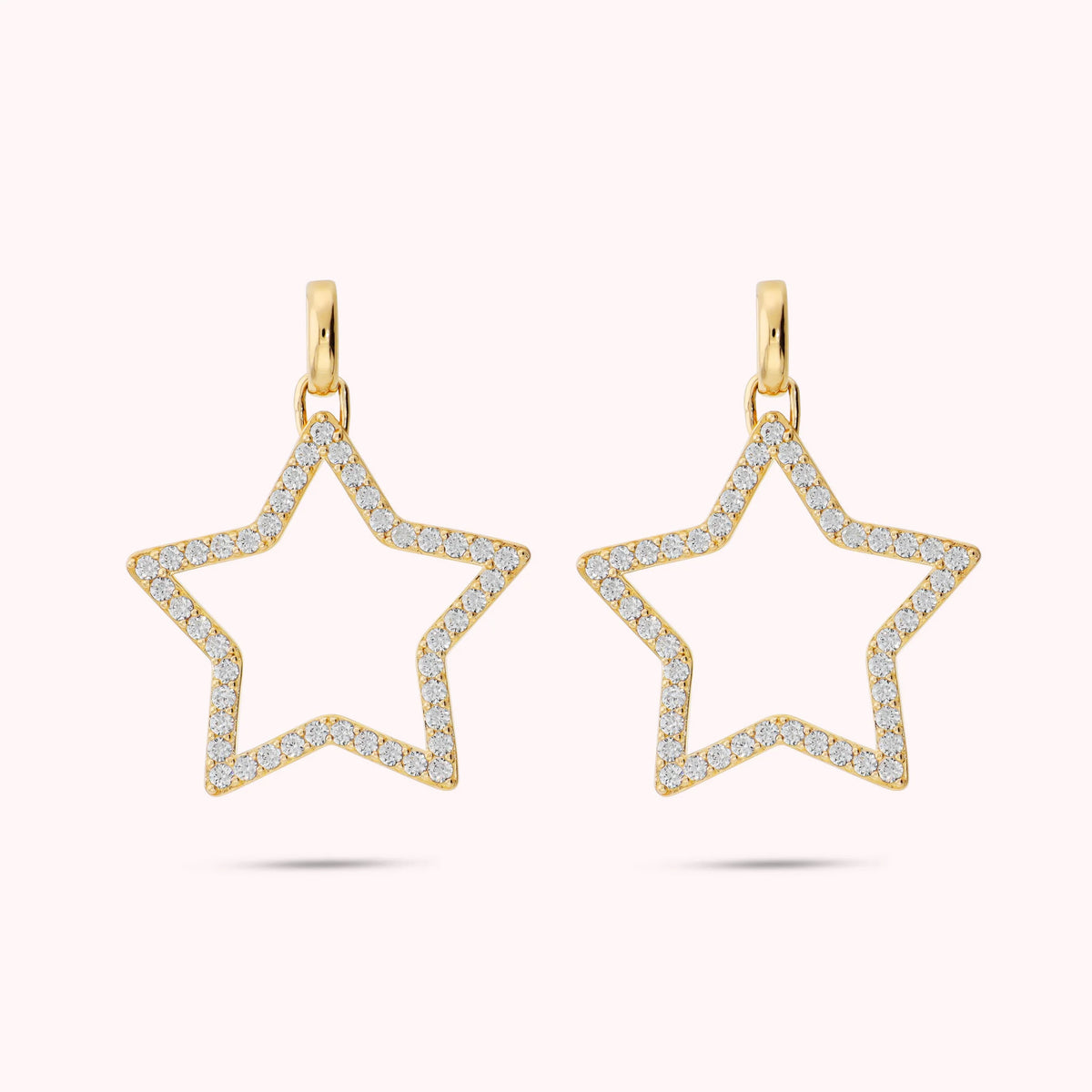 Orecchini Pendenti Stella con Cubic Zirconia Placcati Oro 18Kt