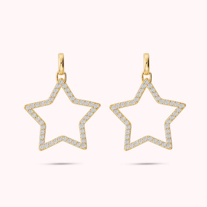 Orecchini Pendenti Stella con Cubic Zirconia Placcati Oro 18Kt