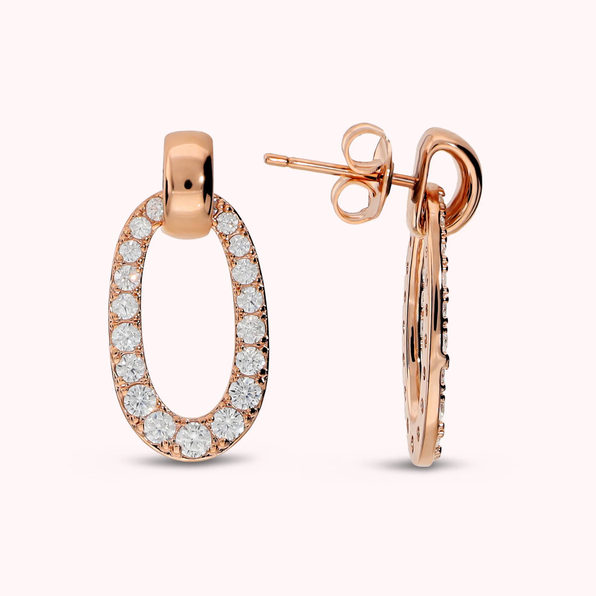 Orecchini Pendenti con Maglia ovale in Cubic Zirconia