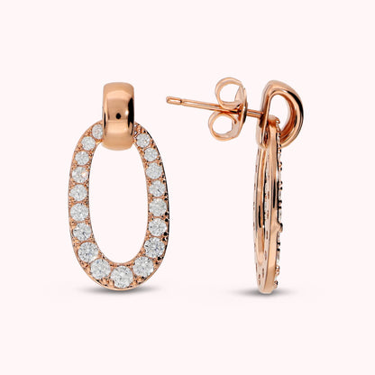 Orecchini Pendenti con Maglia ovale in Cubic Zirconia