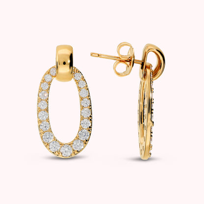 Orecchini Pendenti con Maglia ovale in Cubic Zirconia