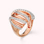 Anello Multifilo a Fascia Intrecciato con Cubic Zirconia Placcato Oro 18Kt