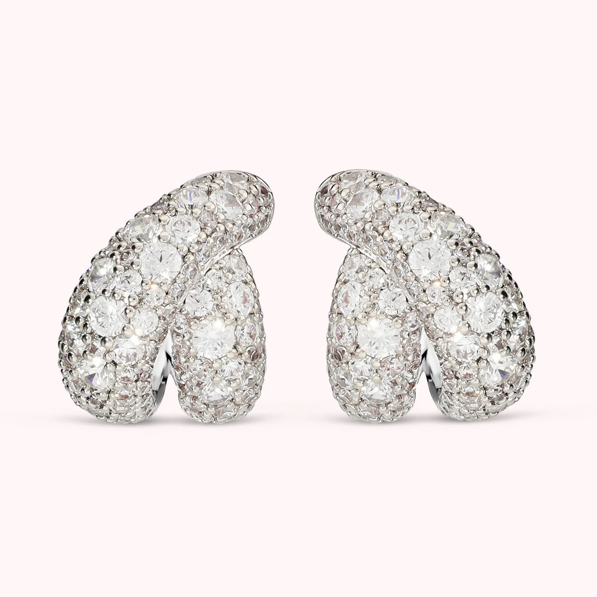 Orecchini a Intreccio con Pavè di Cubic Zirconia Placcati Oro 18Kt