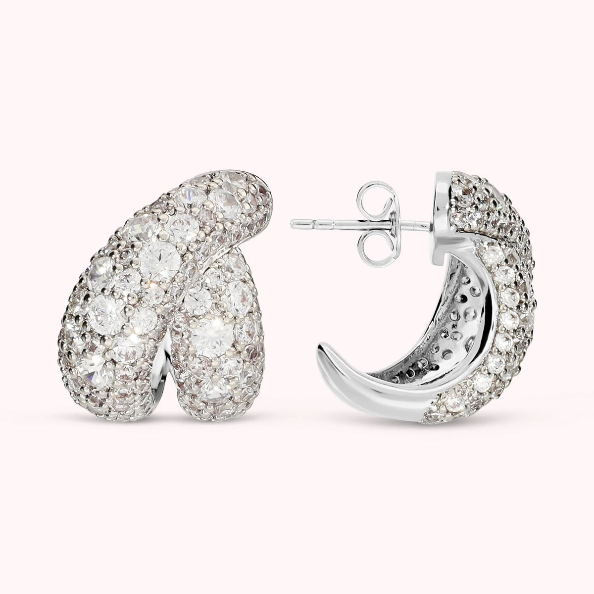 Orecchini a Intreccio con Pavè di Cubic Zirconia Placcati Oro 18Kt