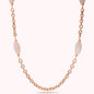 Collana Lunga con Barilotti in Quarzo Rosa Placcata Oro 18Kt