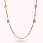 Collana Lunga Maglia Forzatina con Pietre Multicolore Irregolari