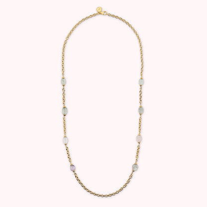 Collana Lunga Maglia Forzatina con Pietre Multicolore Irregolari
