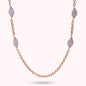 Collana Lunga Maglia Forzatina con Pietre Ametista Irregolari Placcata Oro 18Kt