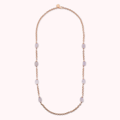 Collana Lunga Maglia Forzatina con Pietre Ametista Irregolari