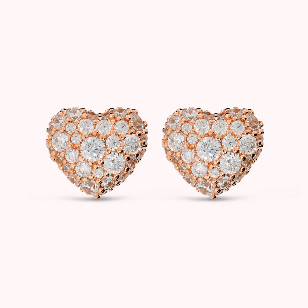 Orecchini a Cuore con Pavé in Cubic Zirconia Placcati Oro 18Kt