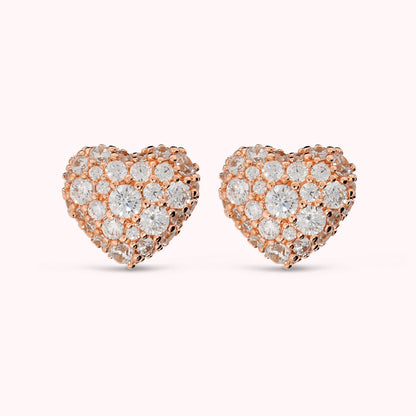 Orecchini a Cuore con Pavé in Cubic Zirconia Placcati Oro 18Kt