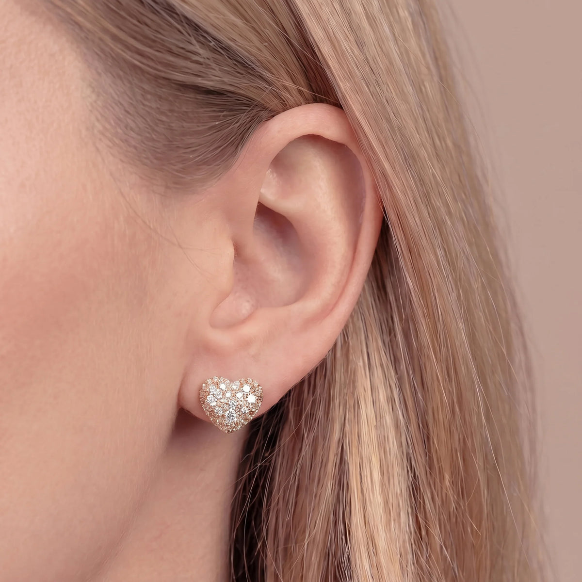 Orecchini a Cuore con Pavé in Cubic Zirconia Placcati Oro 18Kt