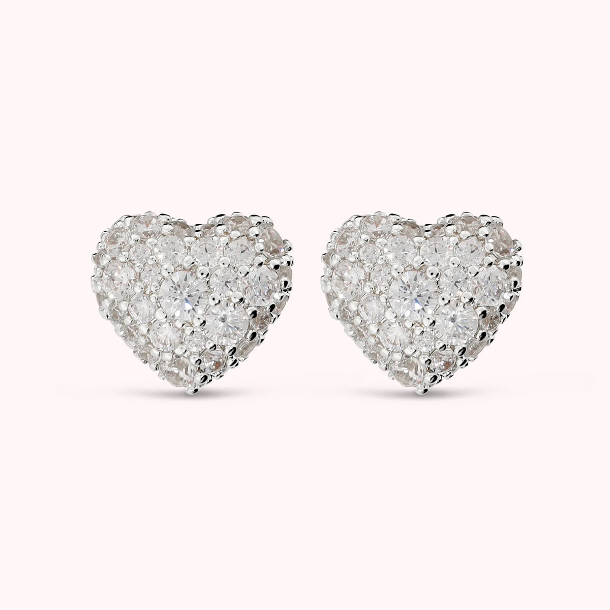 Orecchini a Cuore con Pavé in Cubic Zirconia Placcati Oro 18Kt