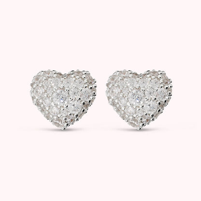 Orecchini a Cuore con Pavé in Cubic Zirconia Placcati Oro 18Kt
