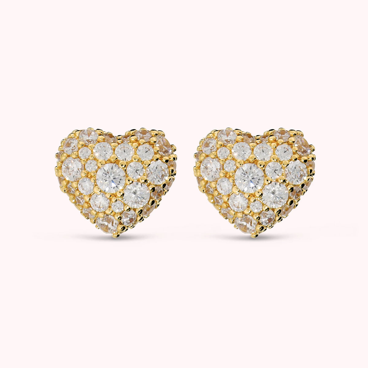 Orecchini a Cuore con Pavé in Cubic Zirconia Placcati Oro 18Kt