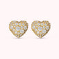 Orecchini a Cuore con Pavé in Cubic Zirconia Placcati Oro 18Kt