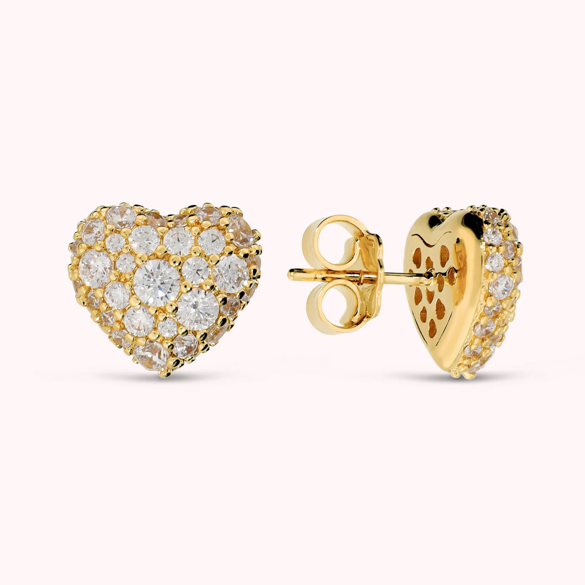 Orecchini a Cuore con Pavé in Cubic Zirconia