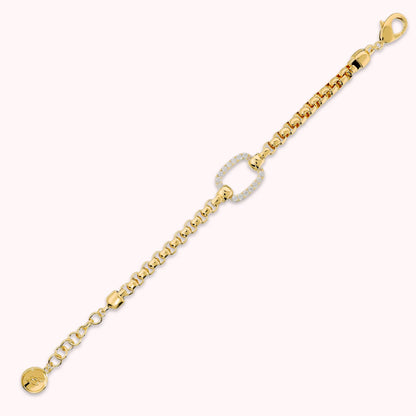 Bracciale con Elemento Rettangolare in Cubic Zirconia Placcato Oro 18Kt