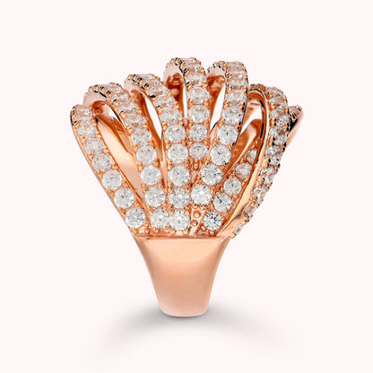 Anello Multifilo con Cubic Zirconia Placcato Oro 18Kt