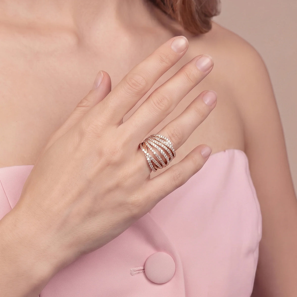 Anello Multifilo con Cubic Zirconia