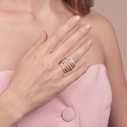 Anello Multifilo con Cubic Zirconia
