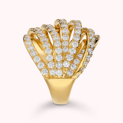 Anello Multifilo con Cubic Zirconia Placcato Oro 18Kt