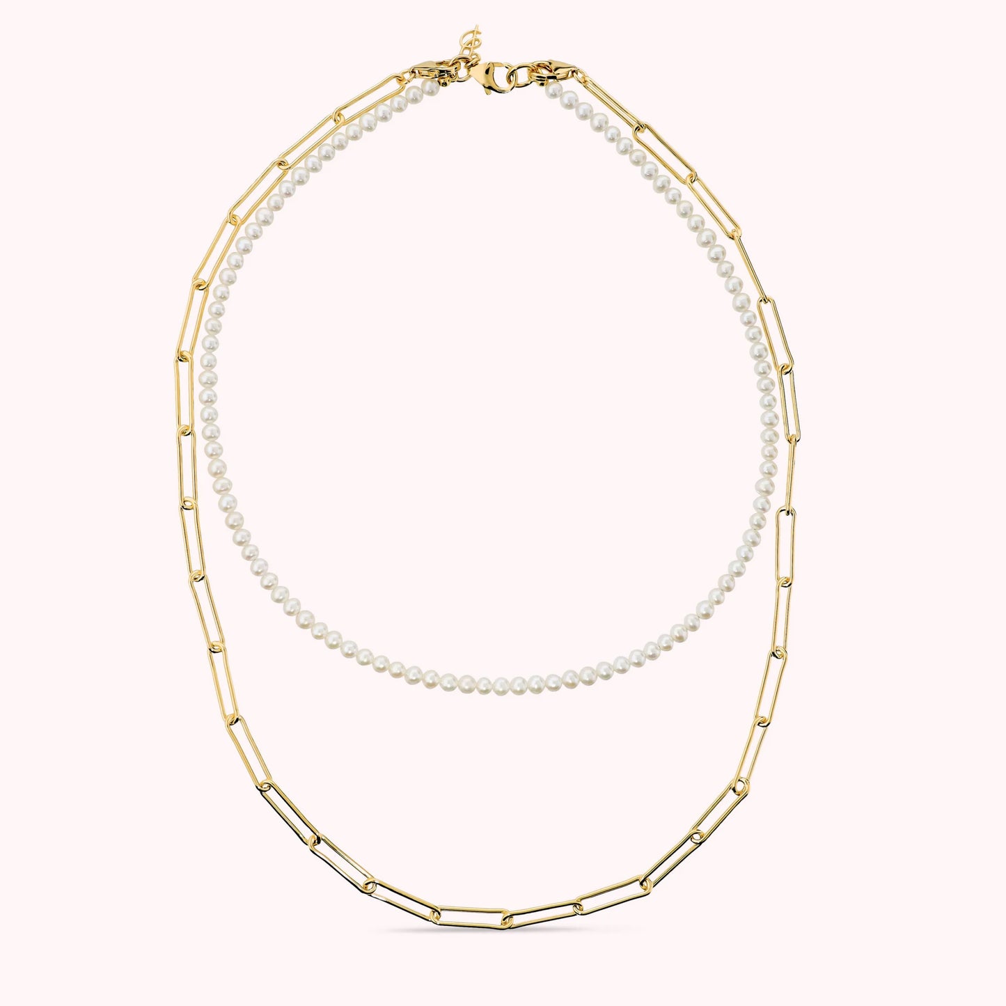 Collana Doppia Scomponibile con Perle d'Acqua Dolce Bianche Ø4/4.5 mm