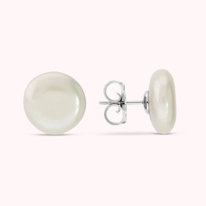 Orecchini a Bottone con Perle Coin Ø13/14 mm