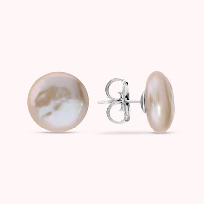 Orecchini a Bottone con Perle Coin Ø13/14 mm