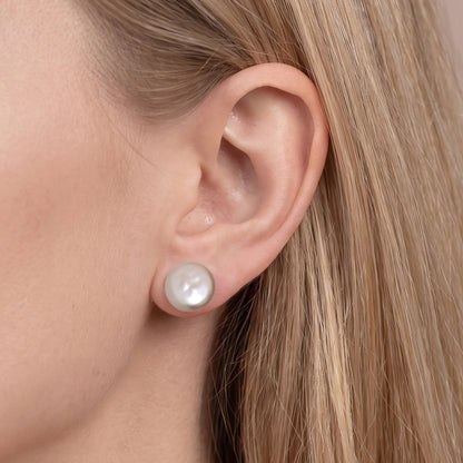 Orecchini a Bottone con Perle Coin Ø13/14 mm