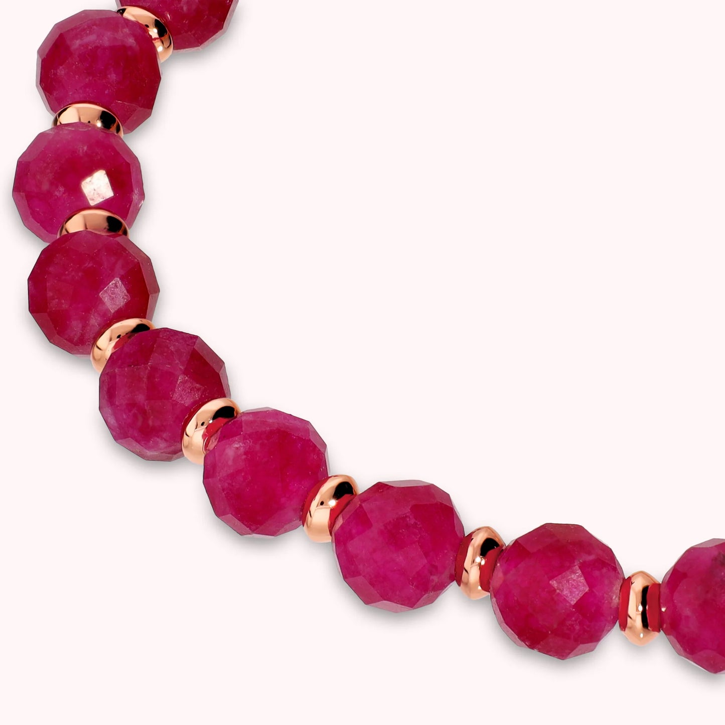 Bracciale Elastico con Pietre Naturali e Sfere Golden Rosé