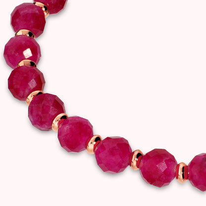 Bracciale Elastico con Pietre Naturali e Sfere Golden Rosé