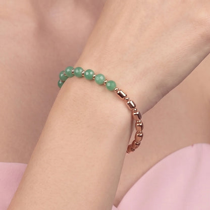 Bracciale Elastico con Pietre Naturali e Sfere Golden Rosé
