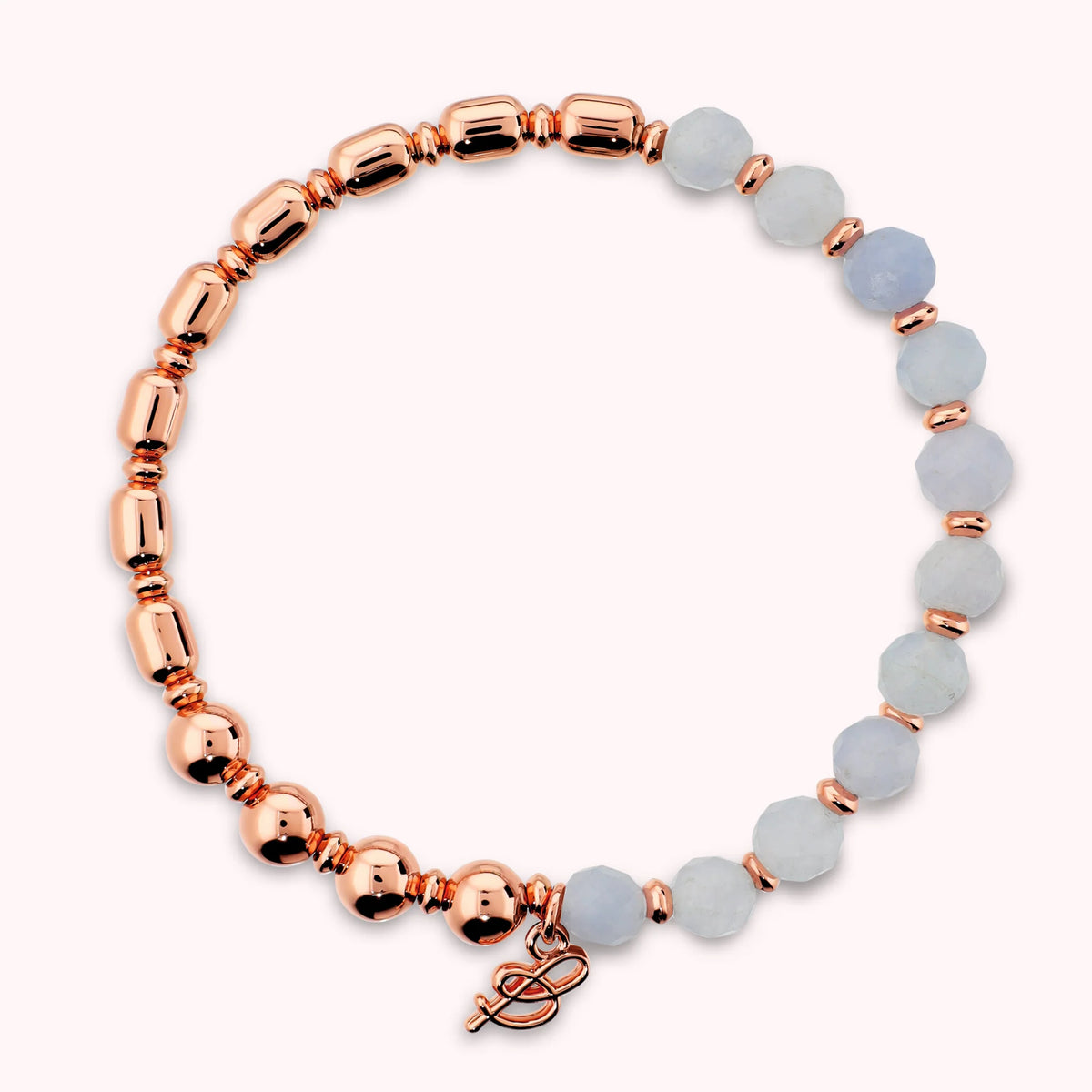 Bracciale Elastico con Pietre Naturali e Sfere Golden Rosé Placcato Oro 18Kt