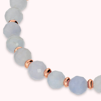 Bracciale Elastico con Pietre Naturali e Sfere Golden Rosé