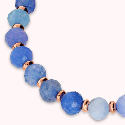 Bracciale Elastico con Pietre Naturali e Sfere Golden Rosé