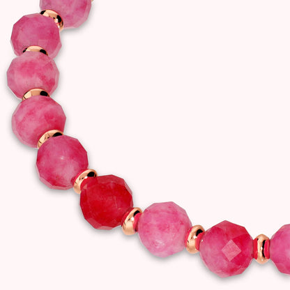 Bracciale Elastico con Pietre Naturali e Sfere Golden Rosé