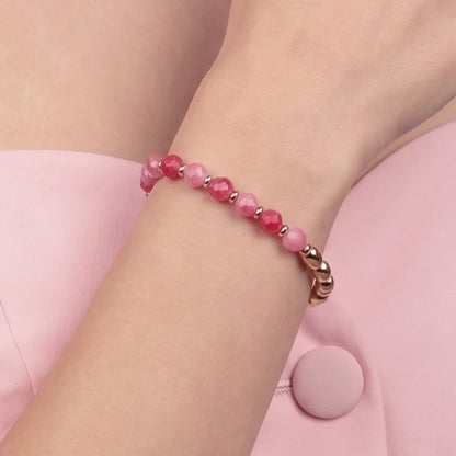 Bracciale Elastico con Pietre Naturali e Sfere Golden Rosé