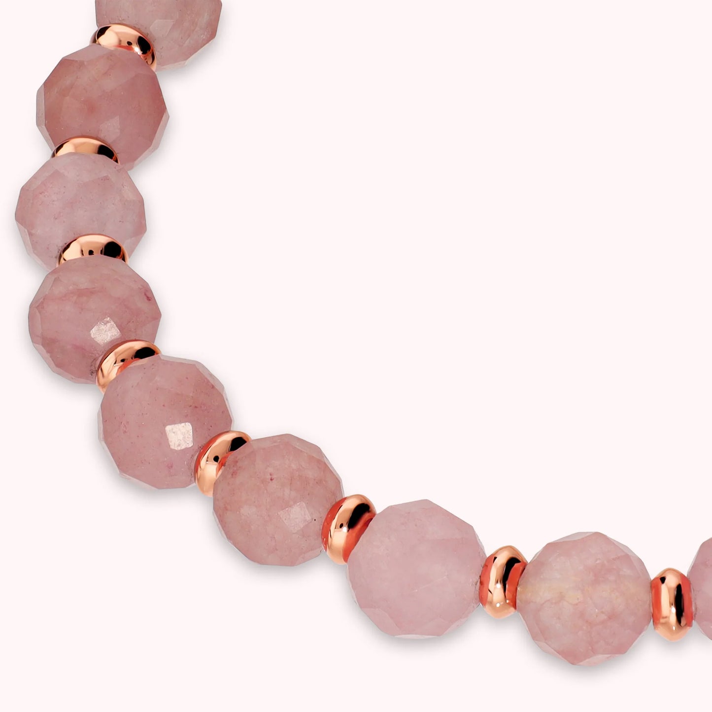 Bracciale Elastico con Pietre Naturali e Sfere Golden Rosé