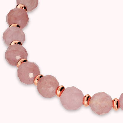 Bracciale Elastico con Pietre Naturali e Sfere Golden Rosé