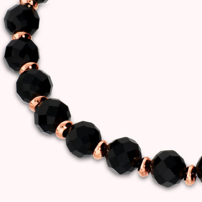 Bracciale Elastico con Pietre Naturali e Sfere Golden Rosé