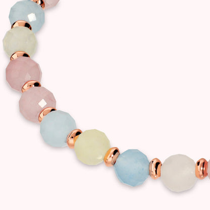 Bracciale Elastico con Pietre Naturali e Sfere Golden Rosé