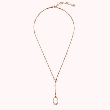 Collana a Cravatta Regolabile con Maglia Popcorn e Cubic Zirconia