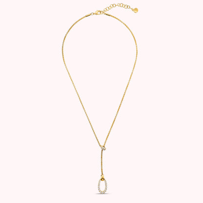 Collana a Cravatta Regolabile con Maglia Popcorn e Cubic Zirconia